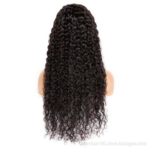 Wholesale Glueless Peruvian High Density Water Waves Natural Hd Transparent Swiss Brazilian 100% Human Hair Lace Front Wigs